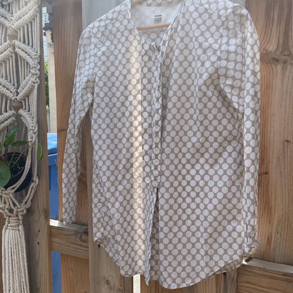Fossil cotton tieneck buttondown blouse 3/4sleeves - Picture 7 of 7
